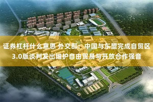 证券杠杆什么意思 外交部：中国与东盟完成自贸区3.0版谈判发出维护自由贸易与开放合作强音